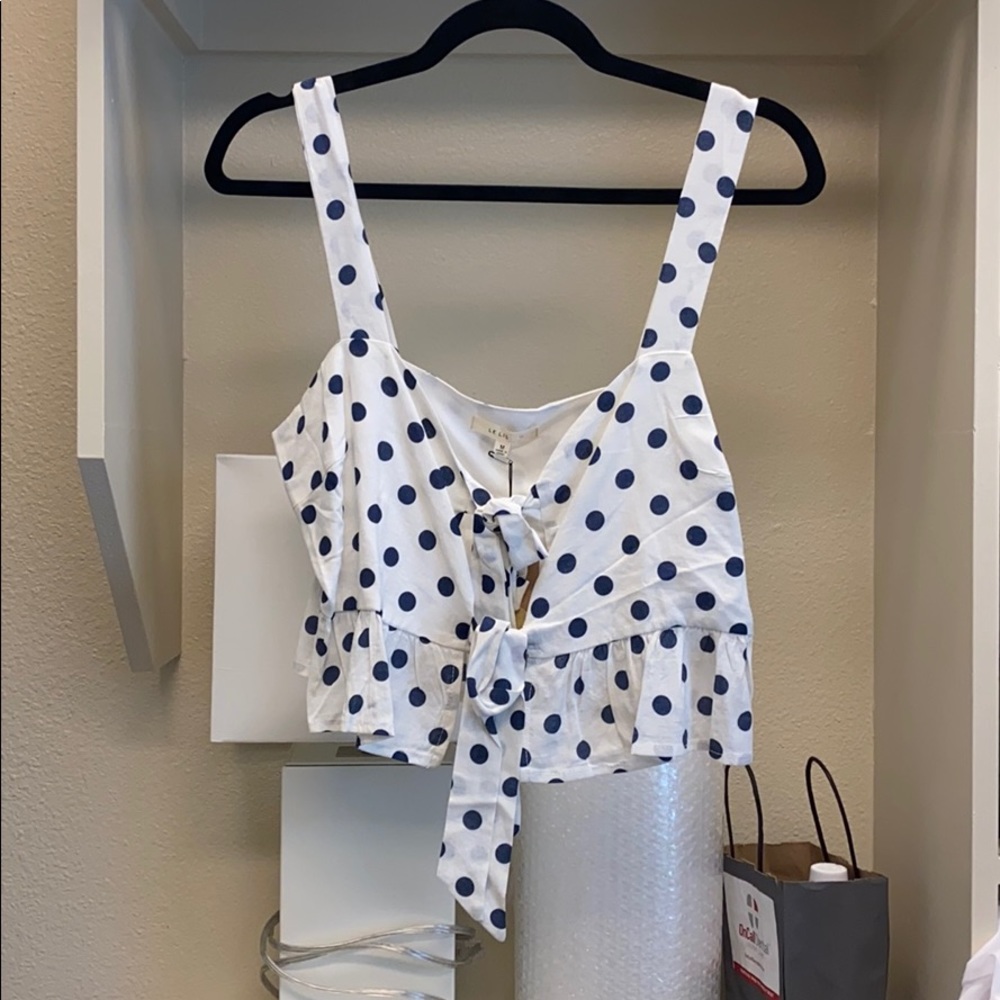 Polka dot linen crop top